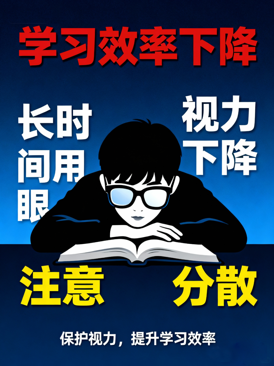 jimeng-2025-11-11-6025-现代信息图表海报设计,以学习影响为主题,背景采用深蓝色渐变,画面上方是一个巨大的....png